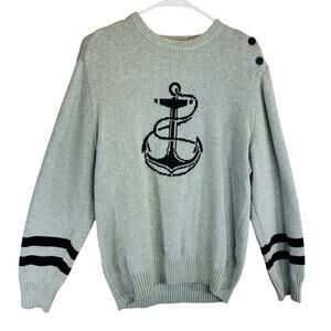 Dockers Sweater Mens Pullover Anchor Knit Pattern Crewneck Gray Stretch size XL